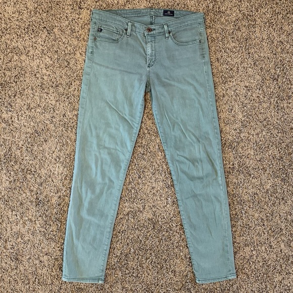 Adriano‎ Goldschmied Jeans Womens 29R Green Stevie Slim Straight Ankle Low Rise - Picture 1 of 10
